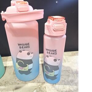 We Babe Bears Water Bottle Set Pink Blue Ombre Kids Adults 2 L-900 ML
